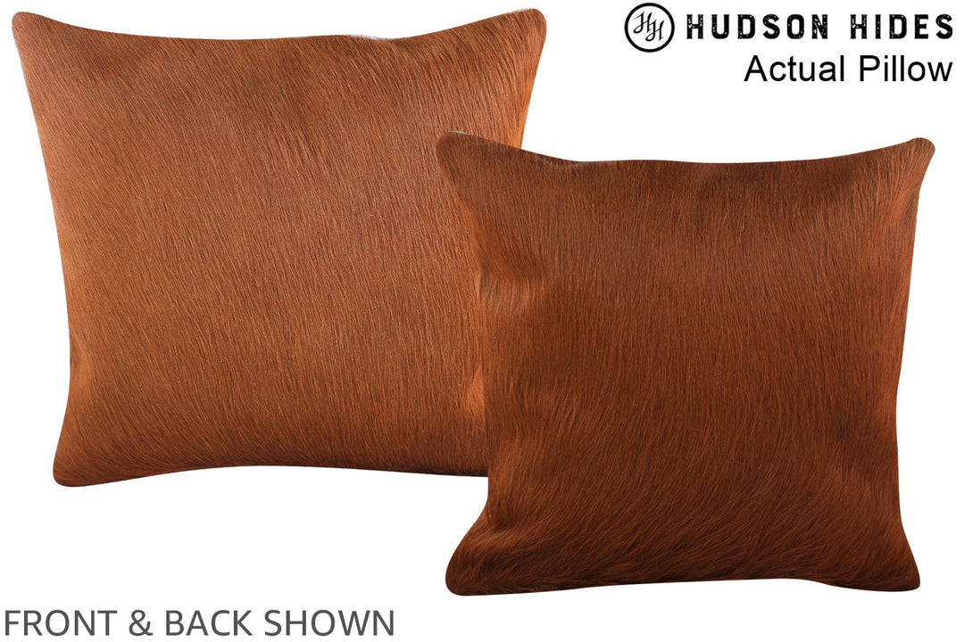 Solid Brown 16"x16" Brazilian Cowhide Pillow #A13736 by Hudson Hides