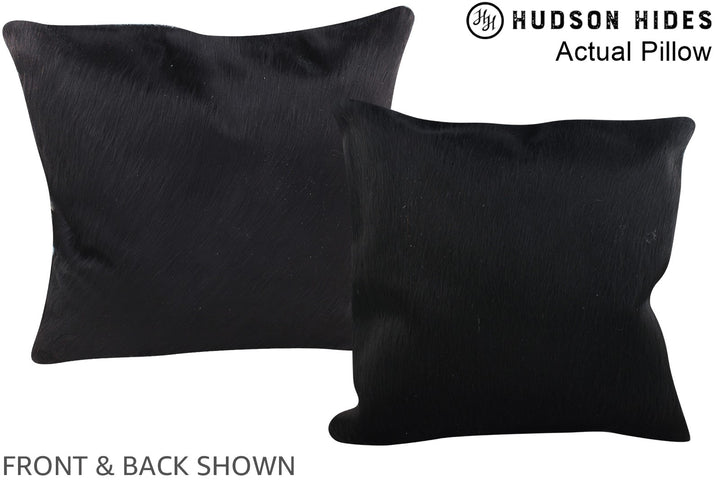 Solid Black 16"x16" Brazilian Cowhide Pillow #A13739 by Hudson Hides
