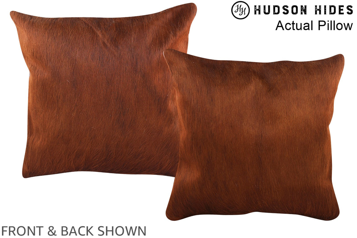 Solid Brown Cowhide Pillow #A13740