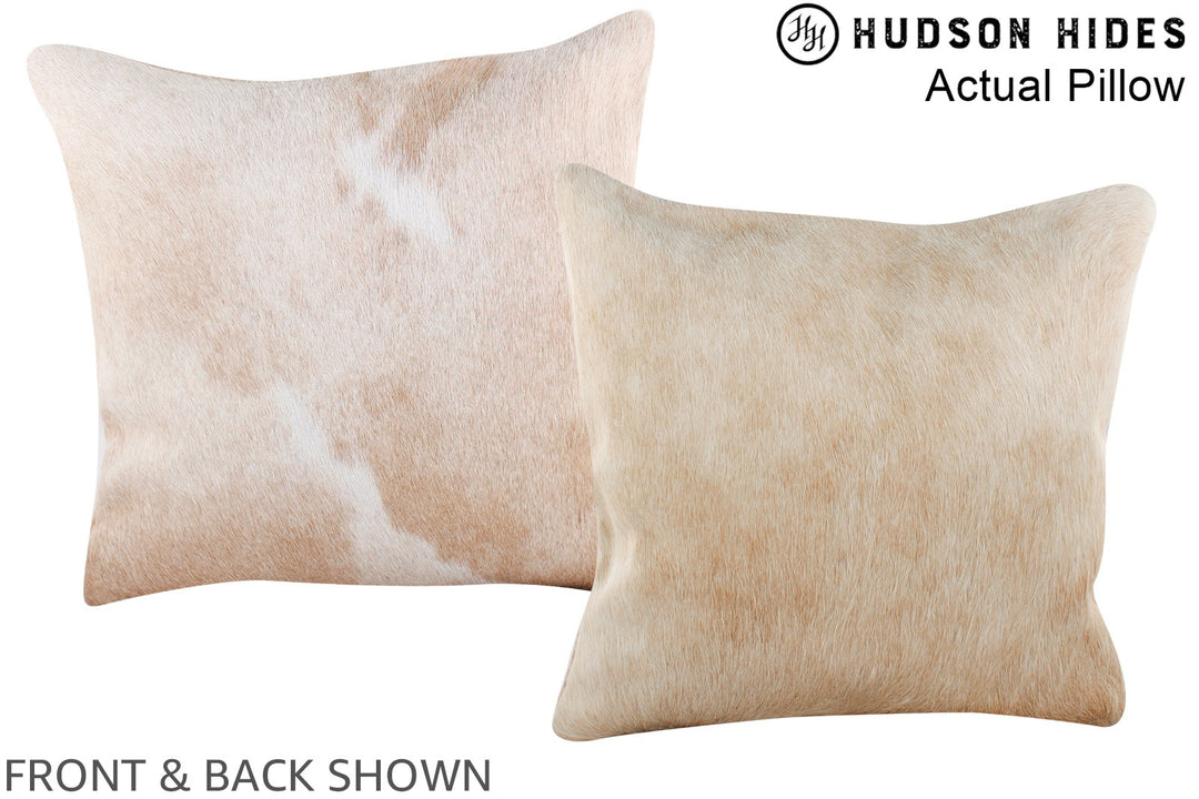 Beige 16"x16" Brazilian Cowhide Pillow #A13762 by Hudson Hides