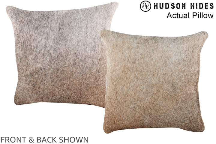 Grey with Beige 16"x16" Brazilian Cowhide Pillow #A13774 by Hudson Hides