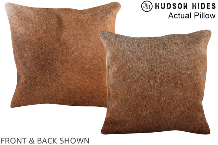 Solid Brown 16"x16" Brazilian Cowhide Pillow #A13896 by Hudson Hides