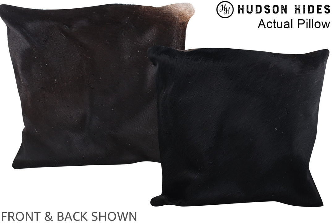 Solid Black 16"x16" Brazilian Cowhide Pillow #A13897 by Hudson Hides