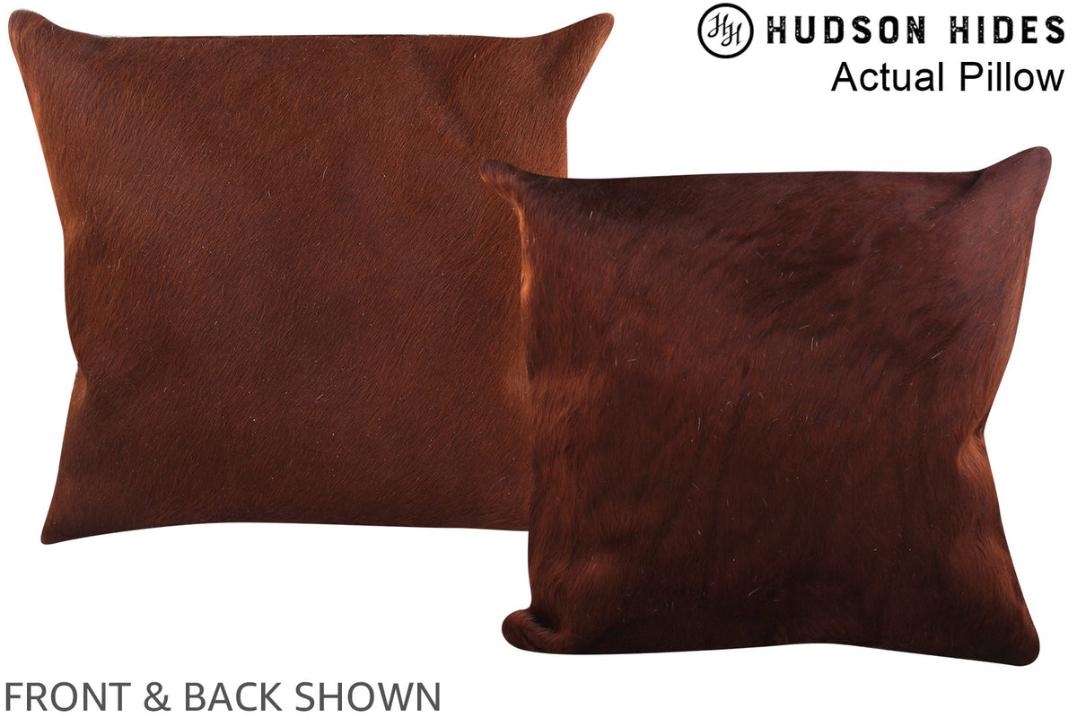 Solid Brown Cowhide Pillow #A13933