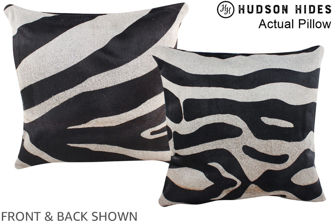 Zebra 16"x16" Brazilian Cowhide Pillow #A13965 by Hudson Hides
