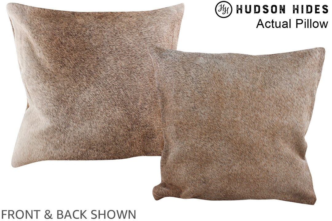Grey with Beige 16"x16" Brazilian Cowhide Pillow #A13976 by Hudson Hid