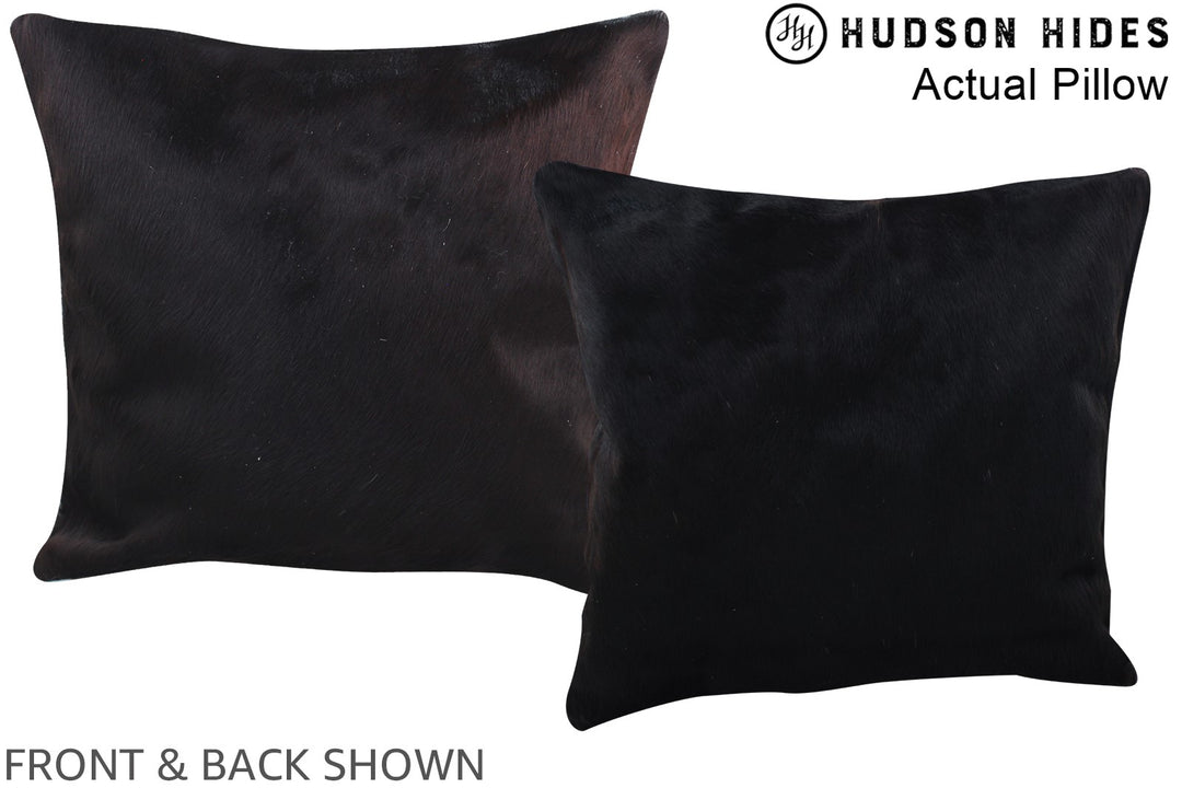 Solid Black 16"x16" Brazilian Cowhide Pillow #A13978 by Hudson Hides