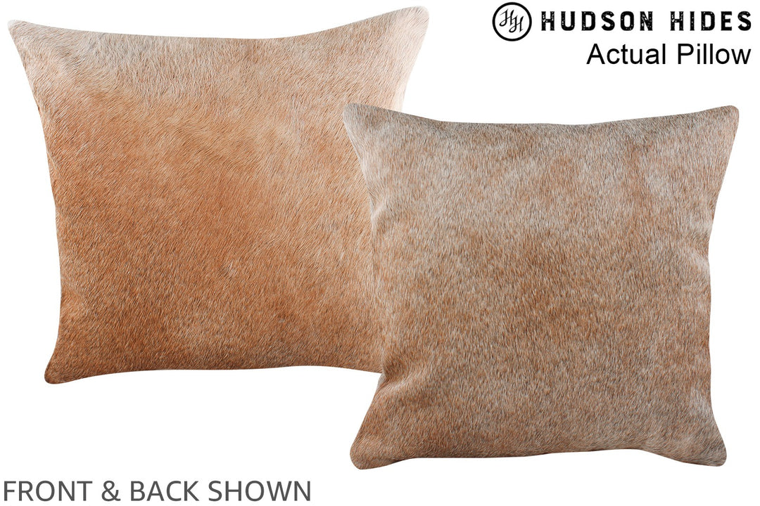 Grey with Beige 16"x16" Brazilian Cowhide Pillow #A13979 by Hudson Hid