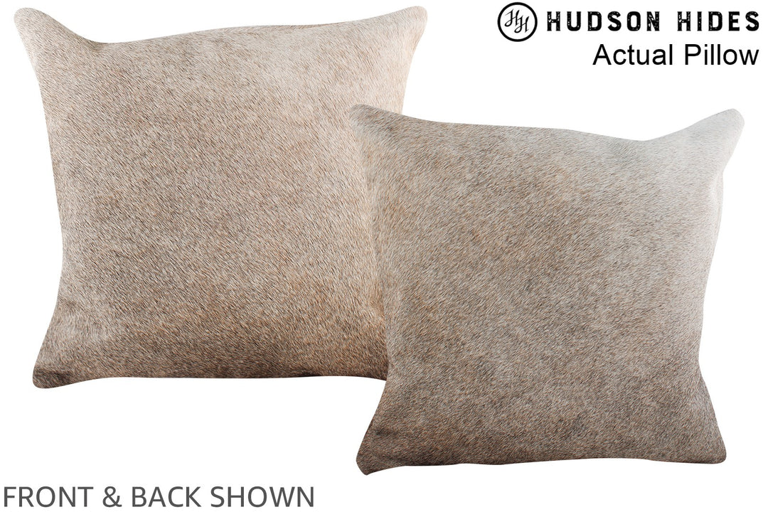 Grey with Beige 16"x16" Brazilian Cowhide Pillow #A13983 by Hudson Hid