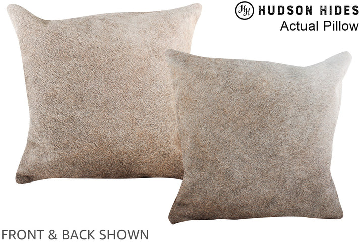 Grey with Beige 16"x16" Brazilian Cowhide Pillow #A13983 by Hudson Hides