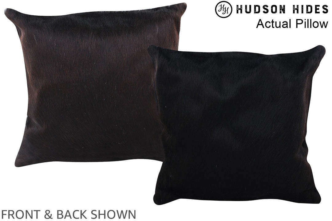 Solid Black 16"x16" Brazilian Cowhide Pillow #A13985 by Hudson Hides
