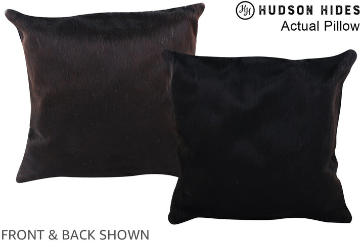 Solid Black 16"x16" Brazilian Cowhide Pillow #A13985 by Hudson Hides