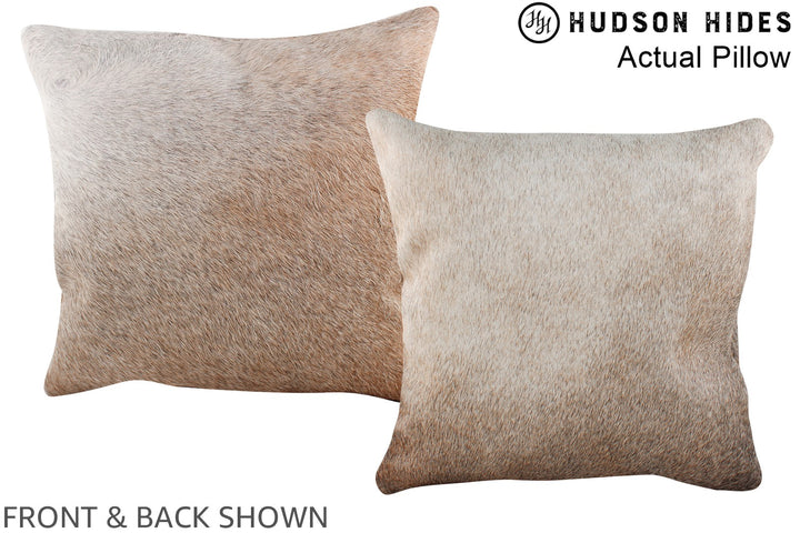 Grey with Beige 16"x16" Brazilian Cowhide Pillow #A13986 by Hudson Hides