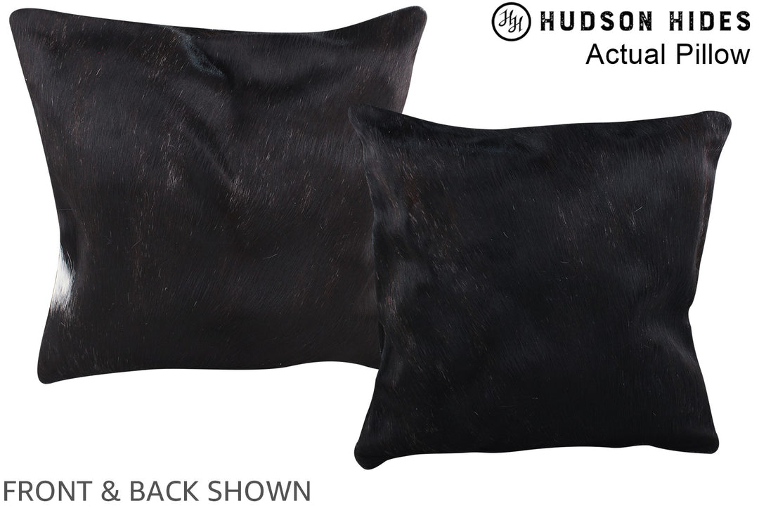 Solid Black 16"x16" Brazilian Cowhide Pillow #A13991 by Hudson Hides