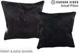 Solid Black 16"x16" Brazilian Cowhide Pillow #A13991 by Hudson Hides