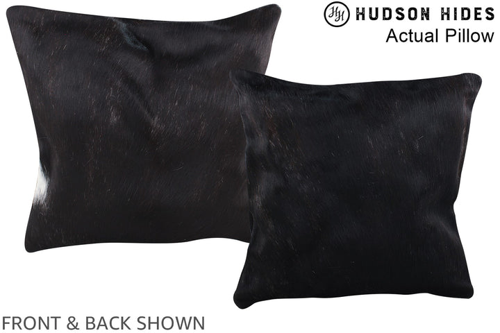 Solid Black 16"x16" Brazilian Cowhide Pillow #A13991 by Hudson Hides