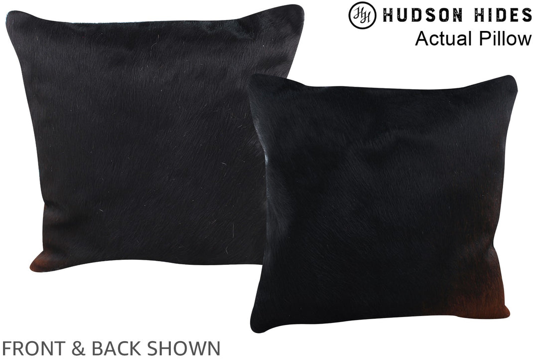 Solid Black 16"x16" Brazilian Cowhide Pillow #A13994 by Hudson Hides