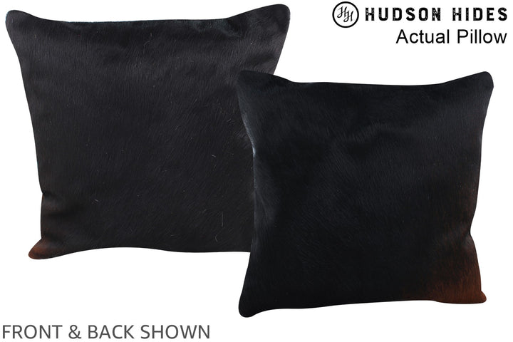 Solid Black 16"x16" Brazilian Cowhide Pillow #A13994 by Hudson Hides