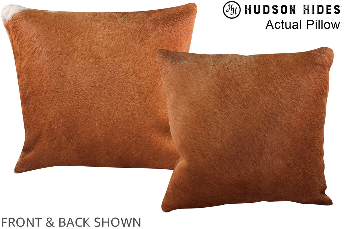 Solid Brown Cowhide Pillow #A14006