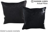 Solid Black 16"x16" Brazilian Cowhide Pillow #A14012 by Hudson Hides