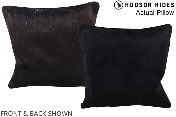 Solid Black 16"x16" Brazilian Cowhide Pillow #A14027 by Hudson Hides