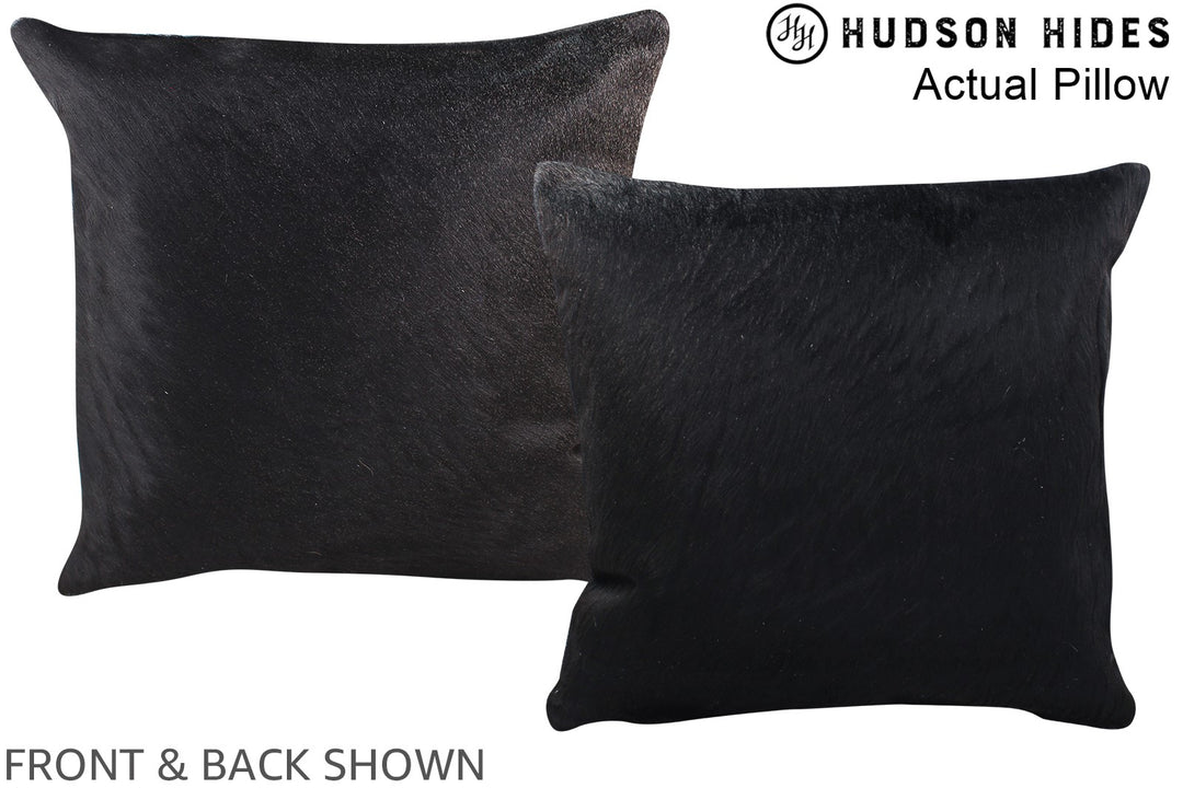 Solid Black 16"x16" Brazilian Cowhide Pillow #A14056 by Hudson Hides