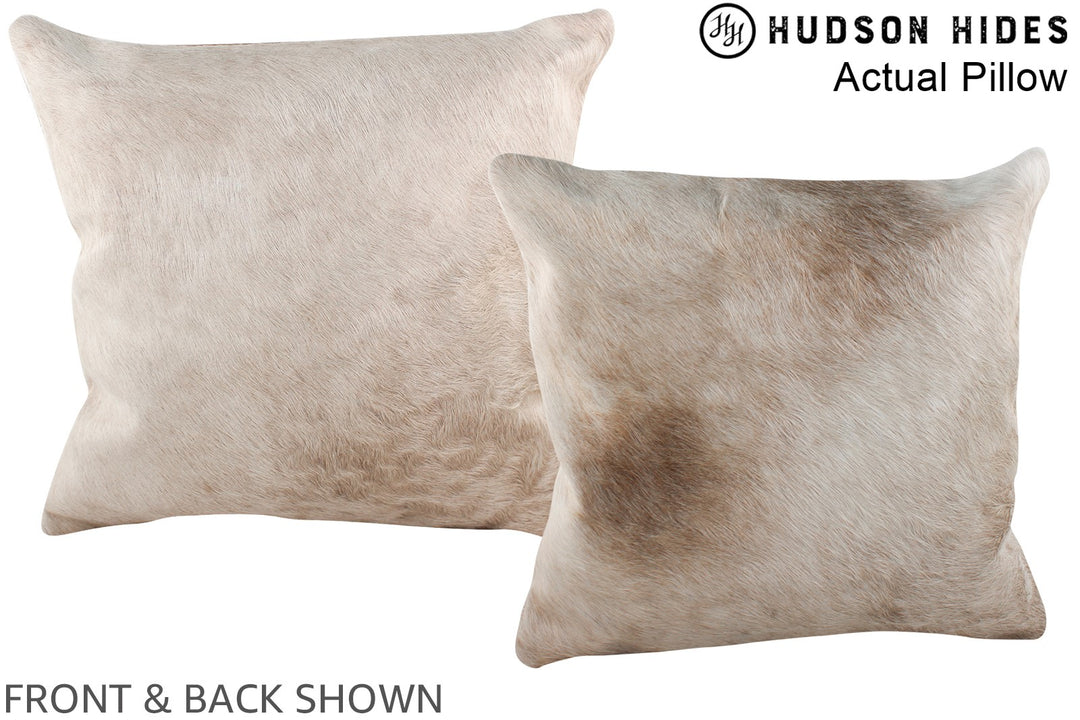 Grey with Beige 16"x16" Brazilian Cowhide Pillow #A14065 by Hudson Hid