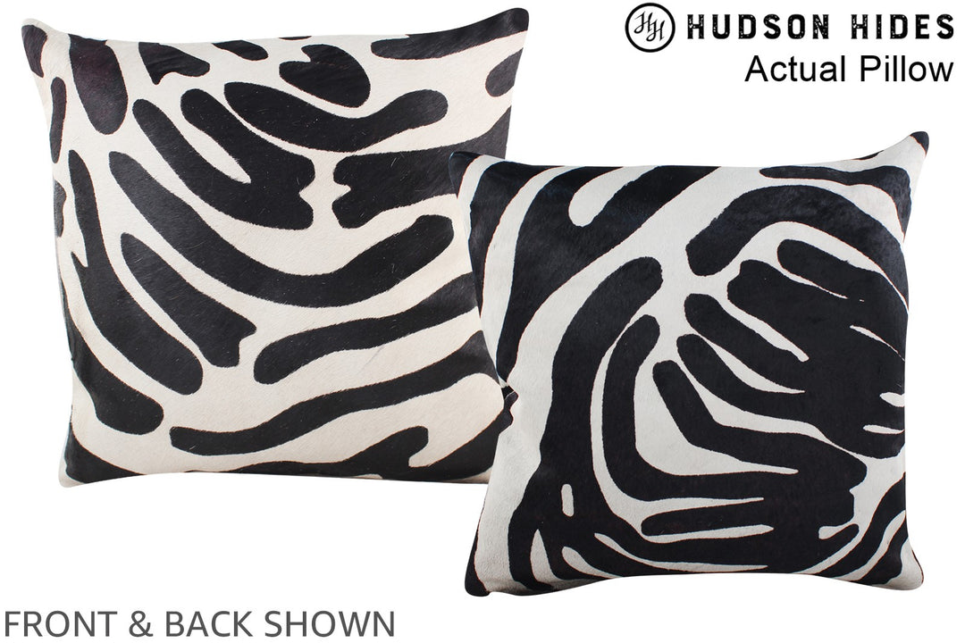 Zebra 16"x16" Brazilian Cowhide Pillow #A14085 by Hudson Hides