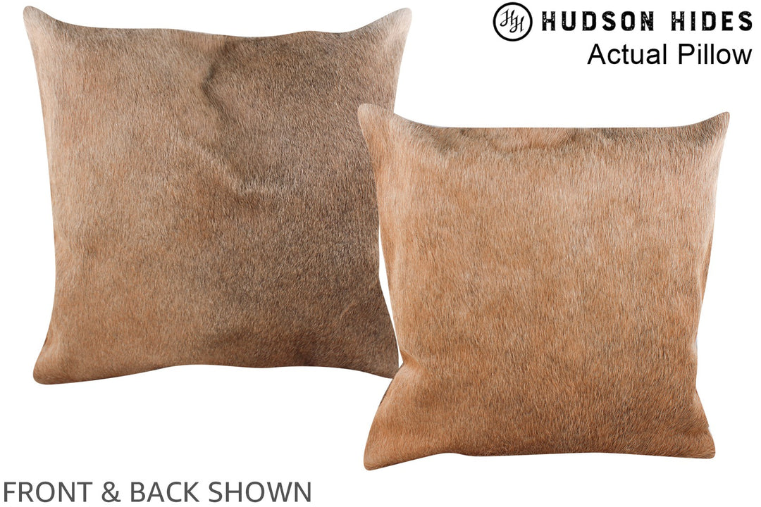 Grey with Beige 20"x20" Brazilian Cowhide Pillow #A14298 by Hudson Hid