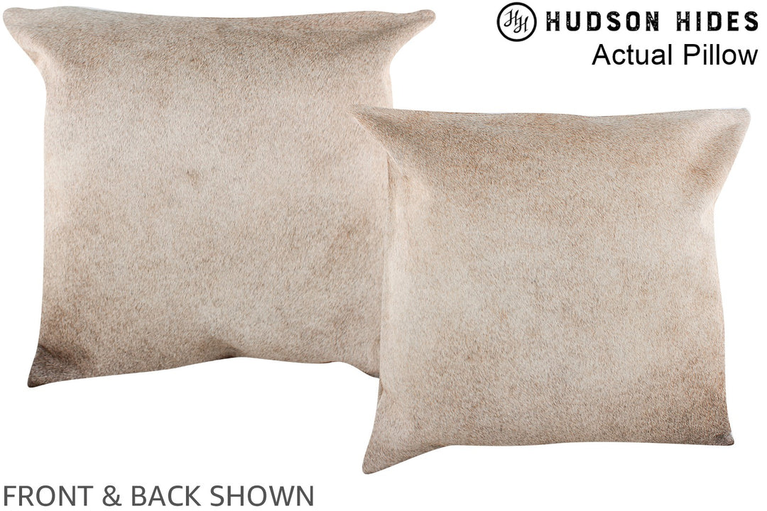 Grey with Beige 20"x20" Brazilian Cowhide Pillow #A14324 by Hudson Hid