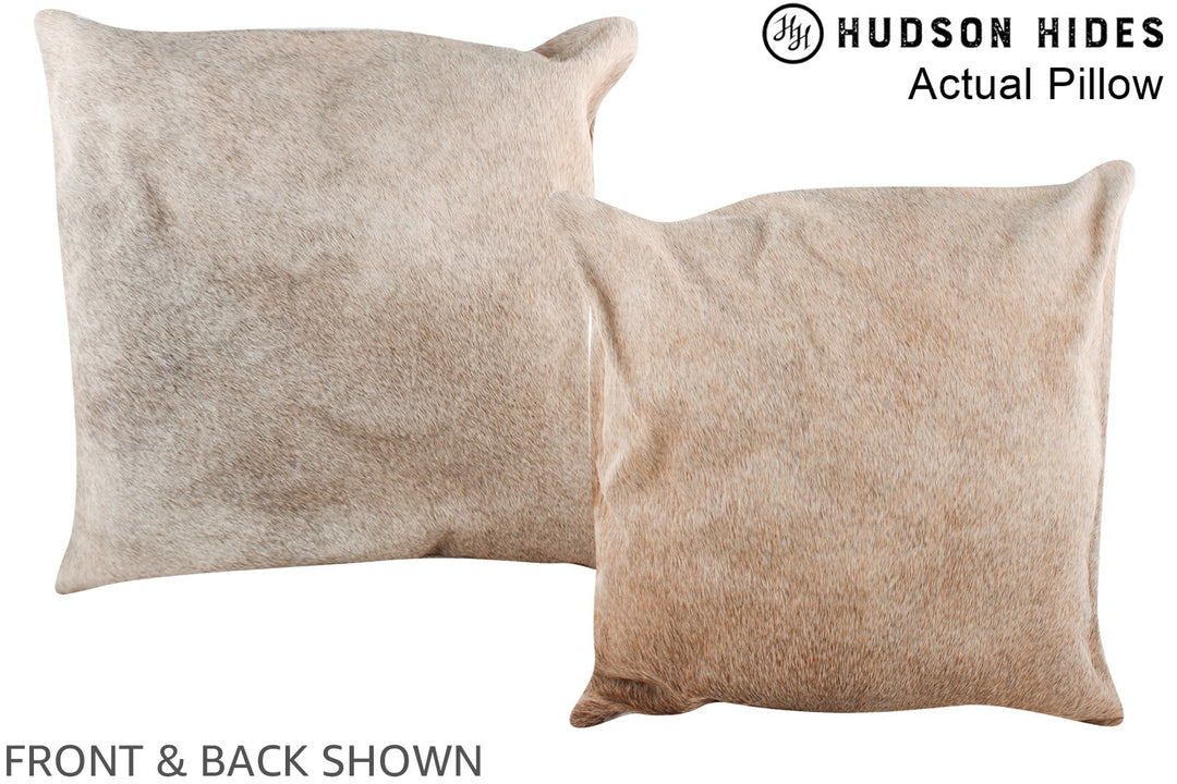 Grey with Beige 20"x20" Brazilian Cowhide Pillow #A14325 by Hudson Hid