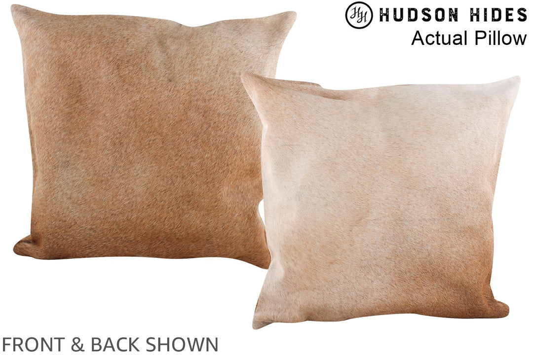 Grey with Beige 20"x20" Brazilian Cowhide Pillow #A14404 by Hudson Hid