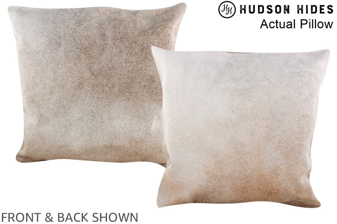 Grey with Beige 20"x20" Brazilian Cowhide Pillow #A14405 by Hudson Hid