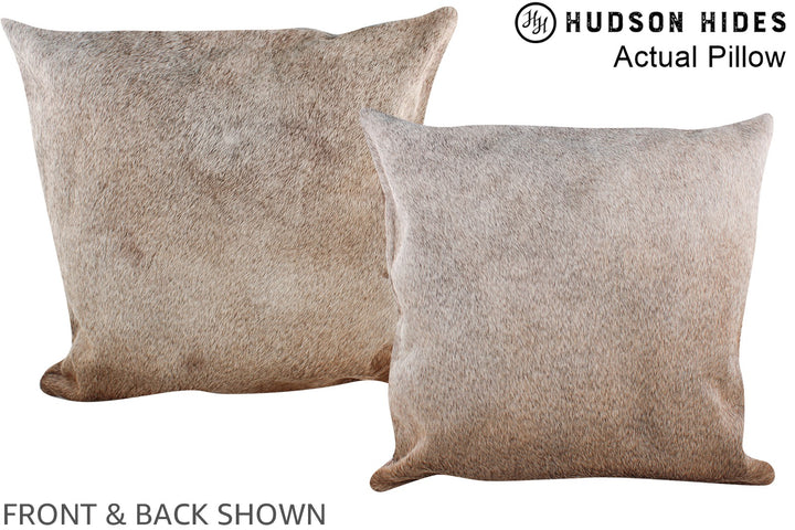 Grey with Beige 20"x20" Brazilian Cowhide Pillow #A14406 by Hudson Hides