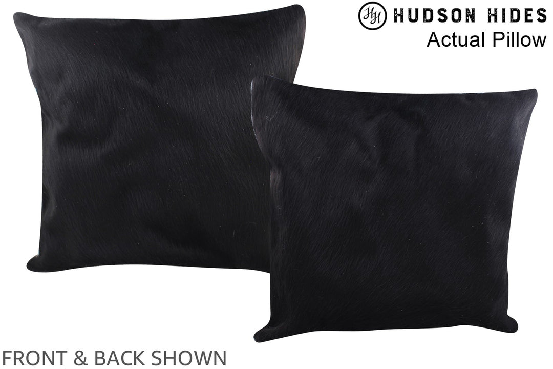 Solid Black 20"x20" Brazilian Cowhide Pillow #A14426 by Hudson Hides