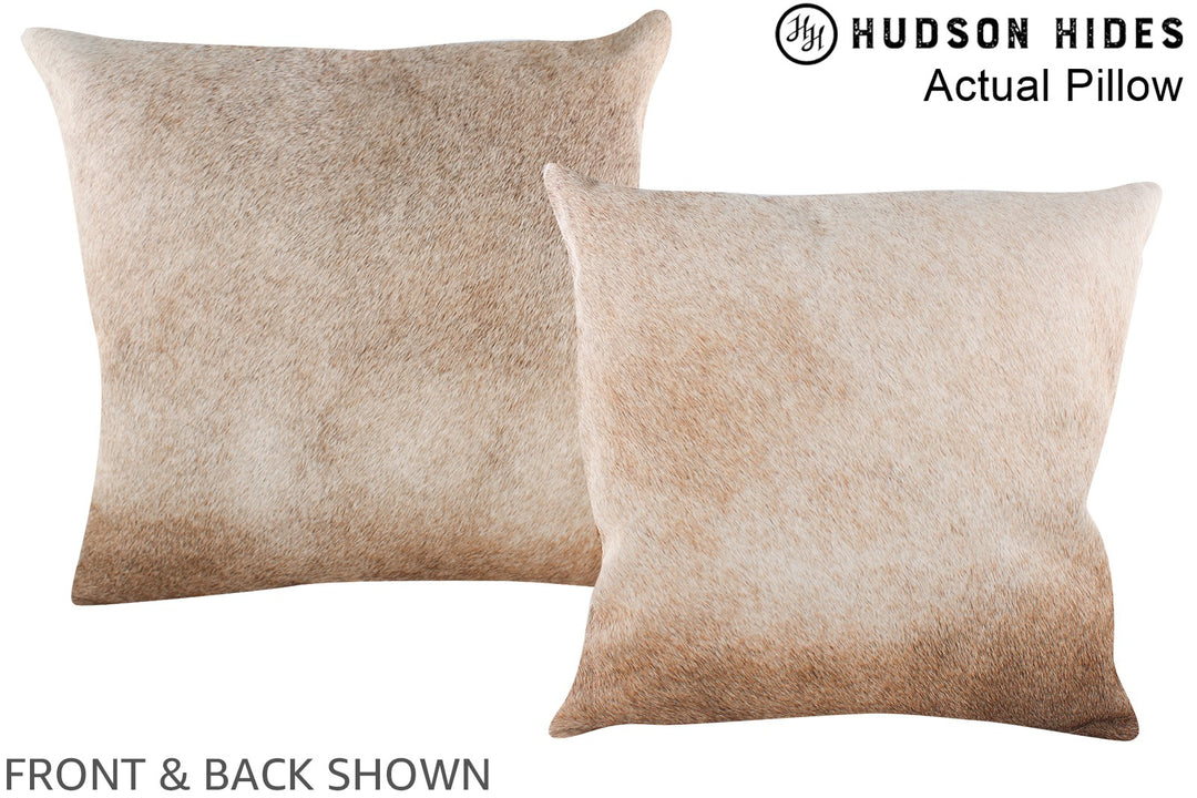 Grey with Beige 20"x20" Brazilian Cowhide Pillow #A14427 by Hudson Hid