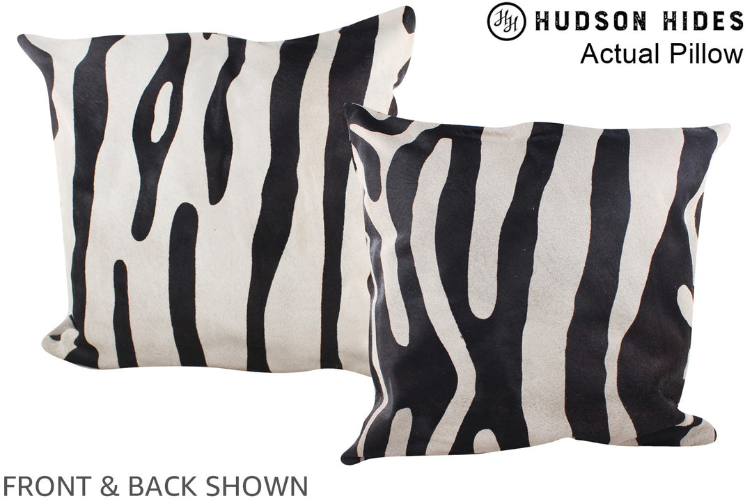 Zebra 20"x20" Brazilian Cowhide Pillow #A14436 by Hudson Hides