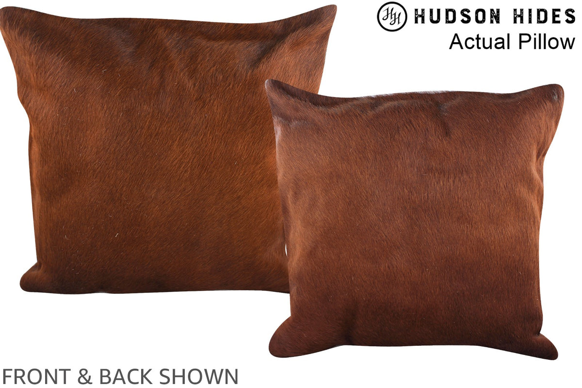 Solid Brown Cowhide Pillow #A14457