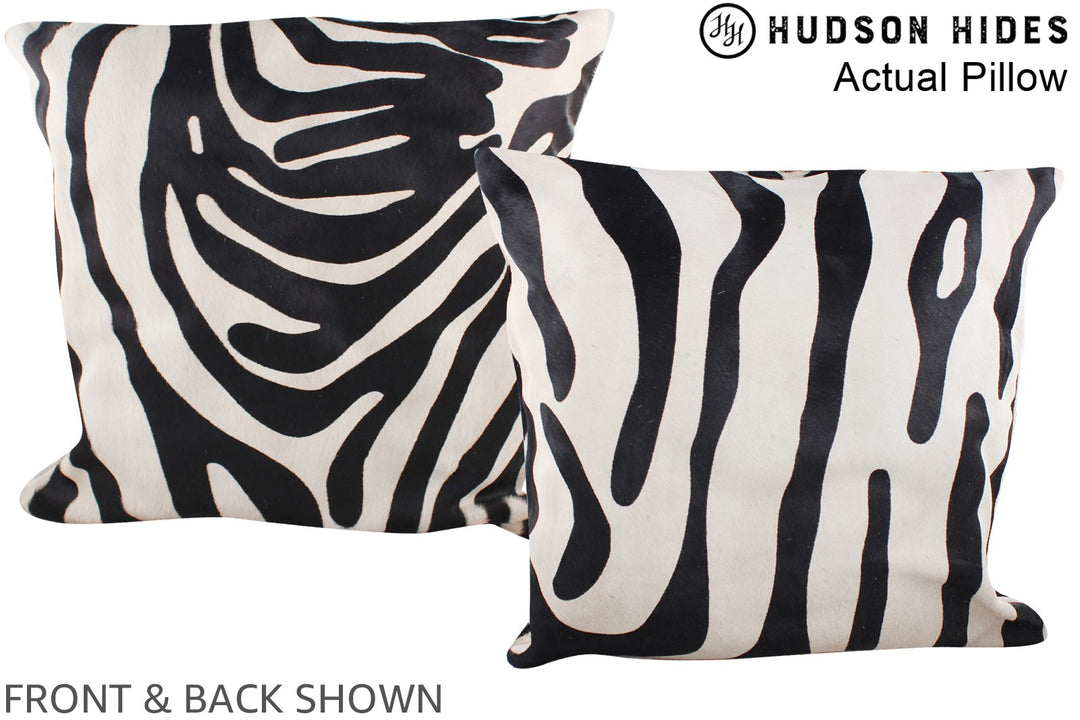 Zebra 20"x20" Brazilian Cowhide Pillow #A14468 by Hudson Hides
