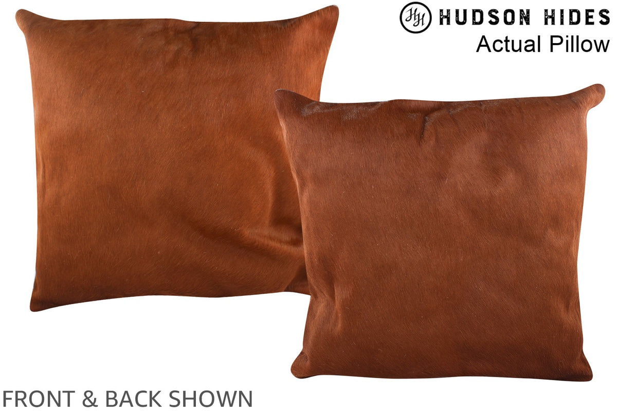 Solid Brown Cowhide Pillow #A14470