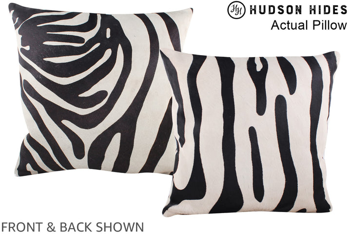 Zebra 20"x20" Brazilian Cowhide Pillow #A14472 by Hudson Hides