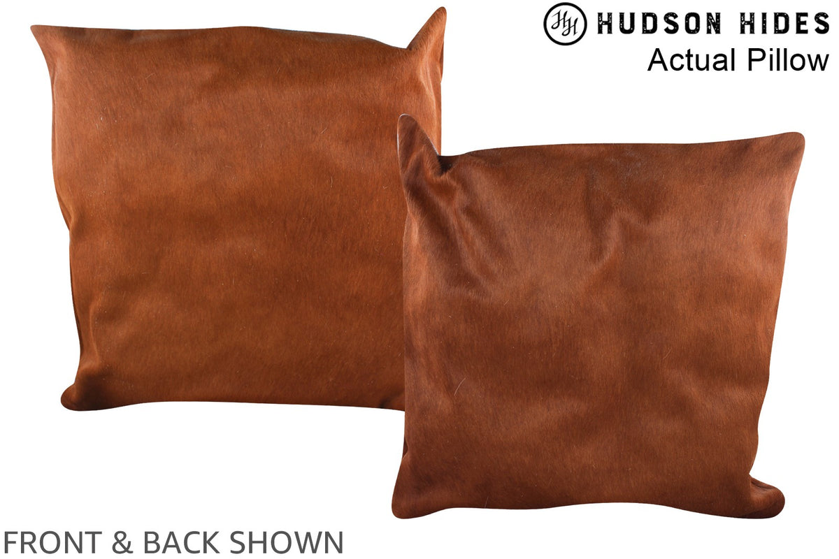 Solid Brown Cowhide Pillow #A14480