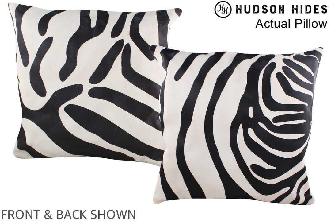 Zebra 20"x20" Brazilian Cowhide Pillow #A14496 by Hudson Hides