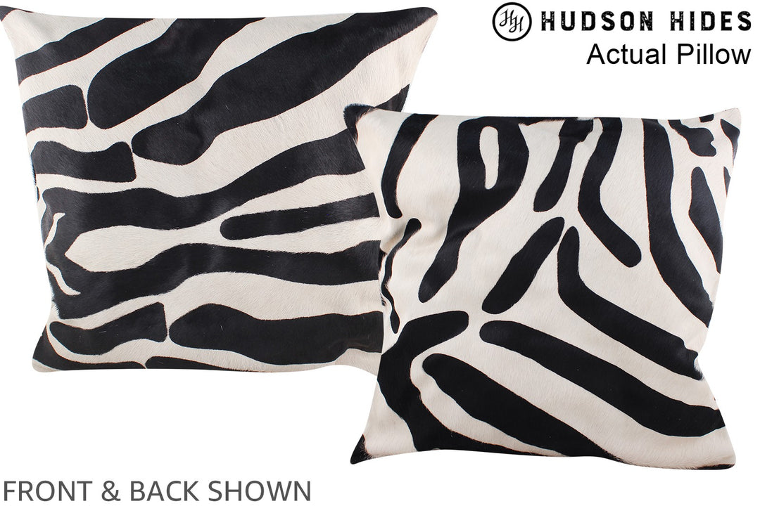 Zebra 20"x20" Brazilian Cowhide Pillow #A14506 by Hudson Hides