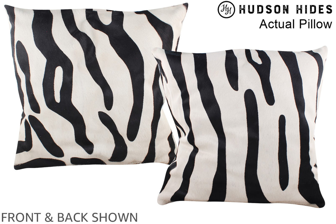 Zebra 20"x20" Brazilian Cowhide Pillow #A14510 by Hudson Hides