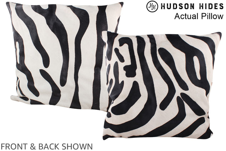 Zebra 20"x20" Brazilian Cowhide Pillow #A14513 by Hudson Hides