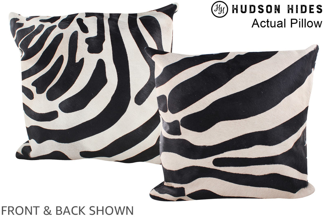 Zebra 20"x20" Brazilian Cowhide Pillow #A14551 by Hudson Hides