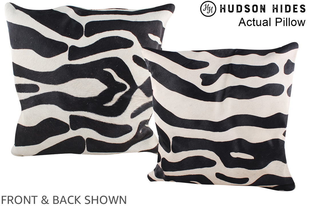 Zebra 20"x20" Brazilian Cowhide Pillow #A14552 by Hudson Hides