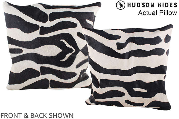 Zebra 20"x20" Brazilian Cowhide Pillow #A14552 by Hudson Hides