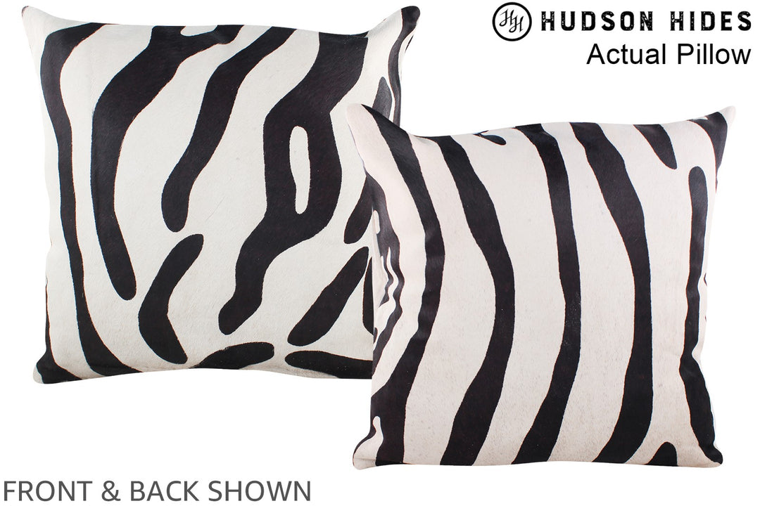 Zebra 20"x20" Brazilian Cowhide Pillow #A14553 by Hudson Hides